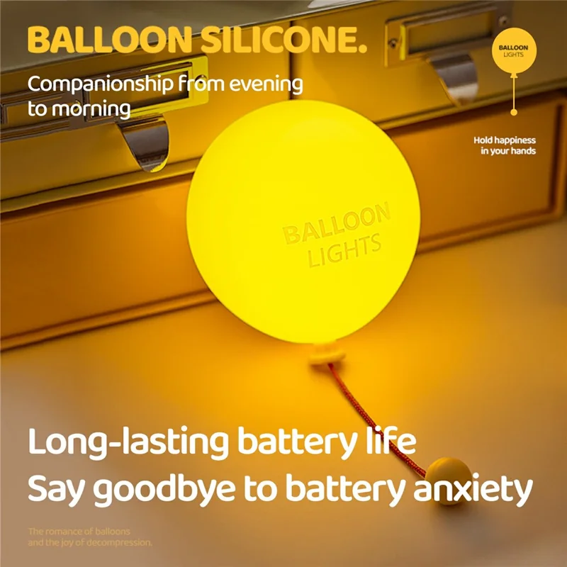 A072 Lampe de Nuit en Silicone Ballon, Lampe de Table avec Cordelette de Tir, 3 Niveaux de Luminosité, Contrôle Tactile pour Chambre à Coucher