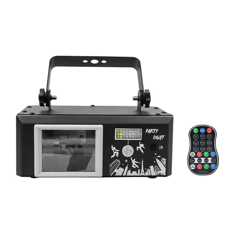 Projecteur laser RGB 5 en 1, 1000+ motifs, lampe d'ambiance avec télécommande pour DJ, KTV, bar - Noir