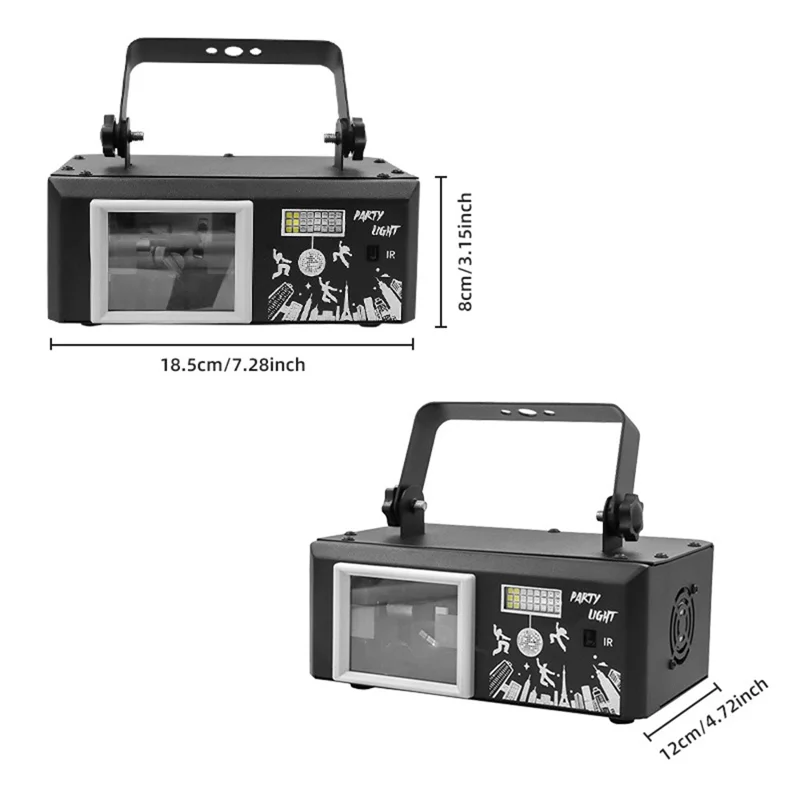 Projecteur laser RGB 5 en 1, 1000+ motifs, lampe d'ambiance avec télécommande pour DJ, KTV, bar - Noir