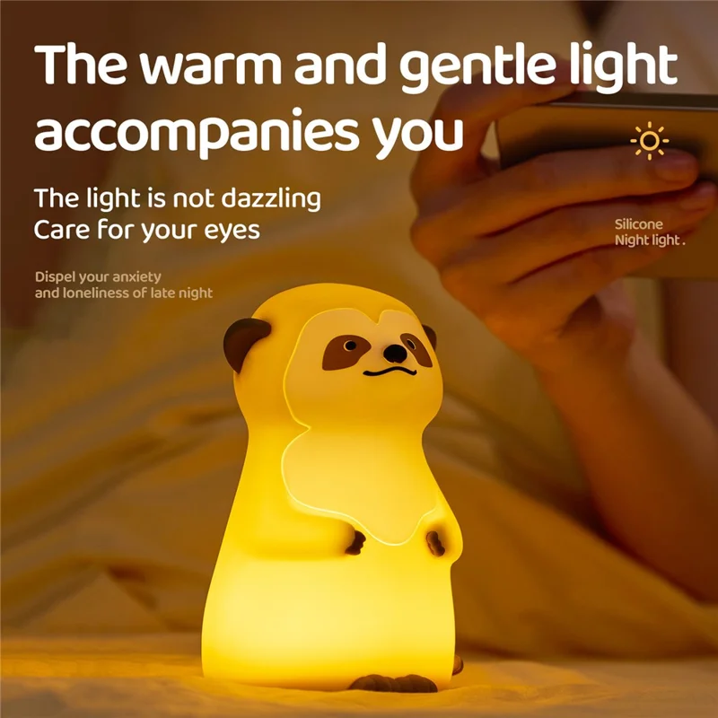 A075 Veilleuse en Silicone Suricate Toucher Doux 3 Niveaux de Lumière Chaude pour Allaitement Bébé Chambre à Coucher