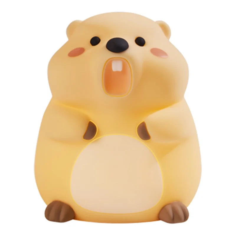 A077 Silicone Night Light Groundhog Shape 3-Level Touch Control 1200mAh 30min Timer