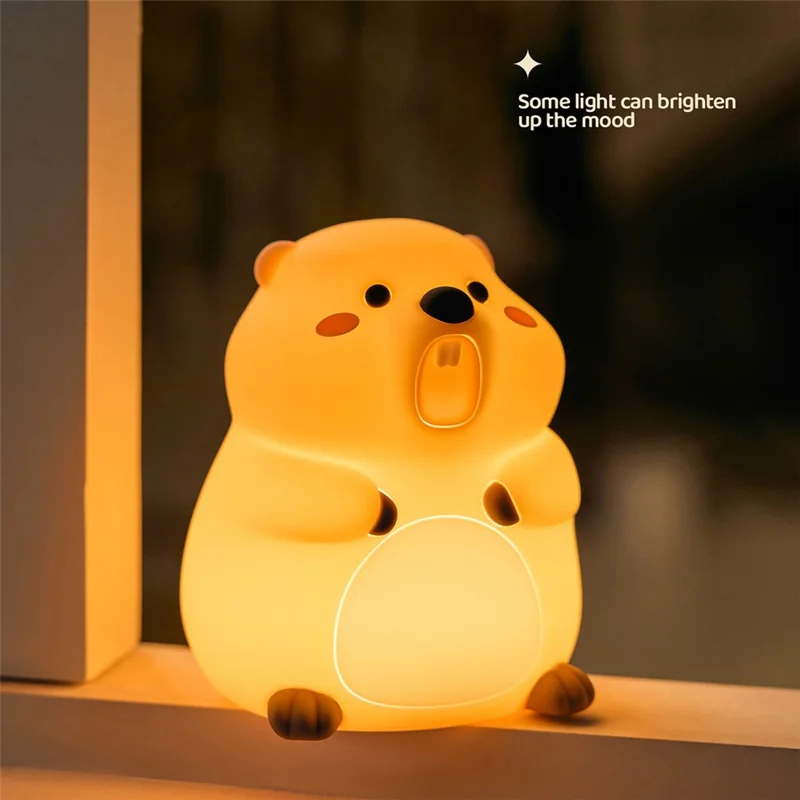 A077 Silicone Night Light Groundhog Shape 3-Level Touch Control 1200mAh 30min Timer