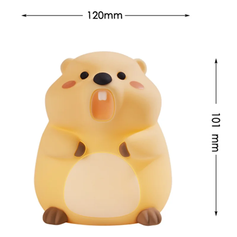 A077 Silicone Night Light Groundhog Shape 3-Level Touch Control 1200mAh 30min Timer