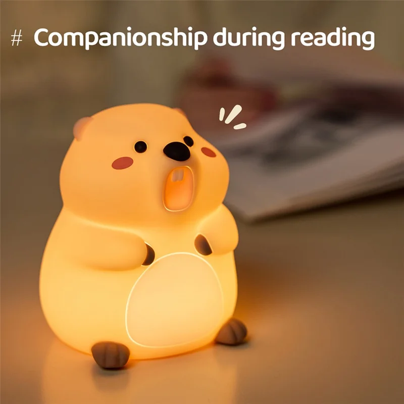 A077 Silicone Night Light Groundhog Shape 3-Level Touch Control 1200mAh 30min Timer