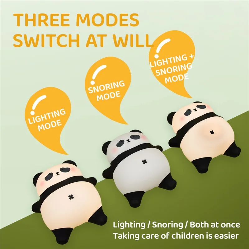 A071 Veilleuse Panda en Silicone avec Son de Ronflement Lampe de Sommeil Tactile Douce pour Chambre