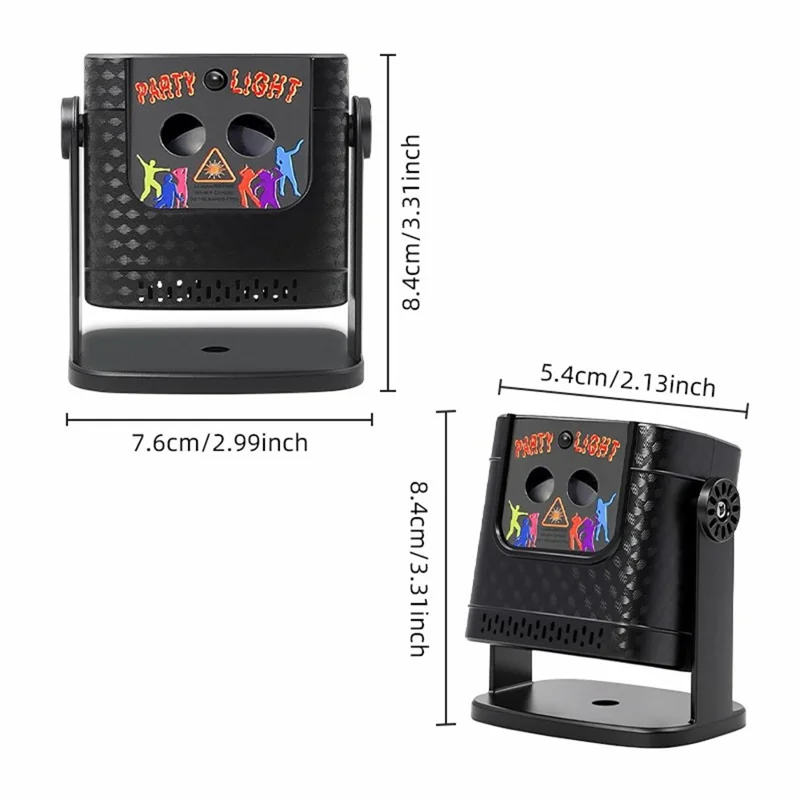 Мини-проектор R30, красный и зеленый лазер, 120 режимов, вращающийся, с пультом и звуковым управлением, атмосферная сценическая подсветка — черный