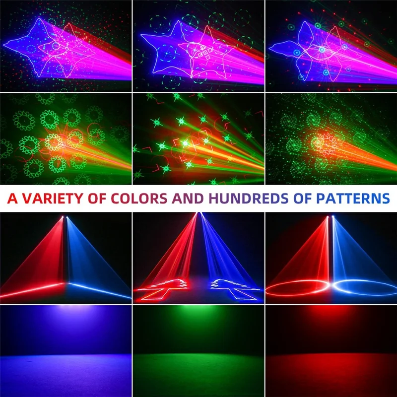 Lampe laser double projection RGB L2800 450 mW 170 motifs Contrôle DMX et sonore Lumière de fête pour DJ scène - Noir