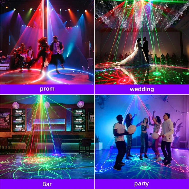 Lampe laser double projection RGB L2800 450 mW 170 motifs Contrôle DMX et sonore Lumière de fête pour DJ scène - Noir