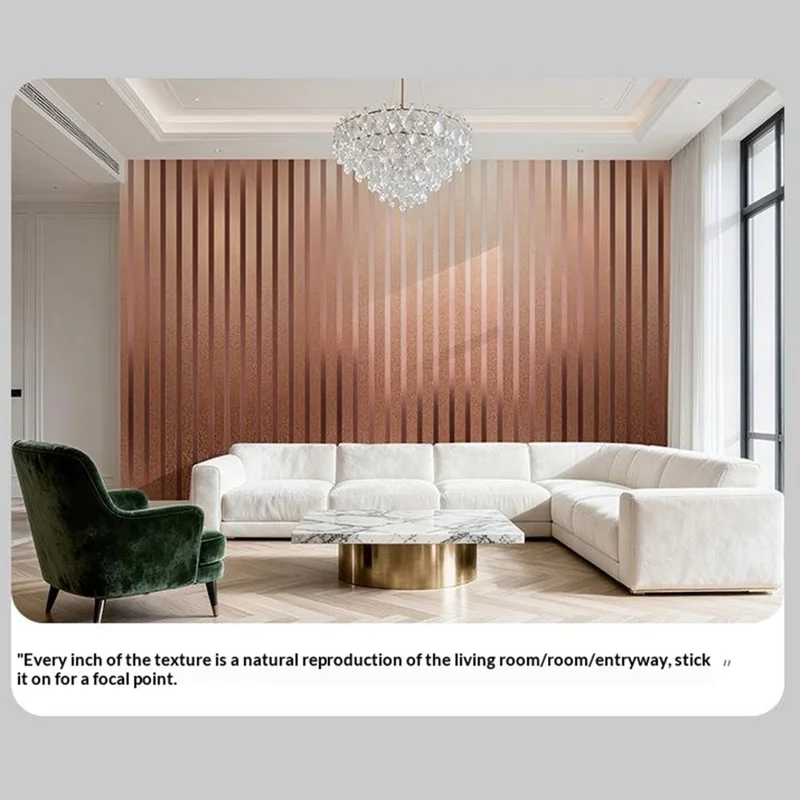 40x300cm 3D Structuurpatroon Muurstickers Waterdicht Zelfklevend PVC TV Achtergrond Behang - Champagne Gold
