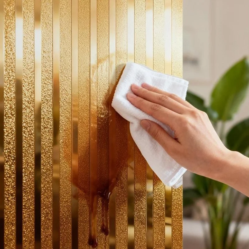 40x300cm 3D Structuurpatroon Muurstickers Waterdicht Zelfklevend PVC TV Achtergrond Behang - Champagne Gold