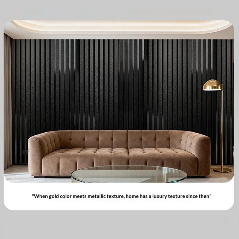 60x300cm 3D Structuurroosterpatroon Muurstickers Waterdicht Zelfklevend PVC TV Achtergrondmuurpapier - Champagne Goud