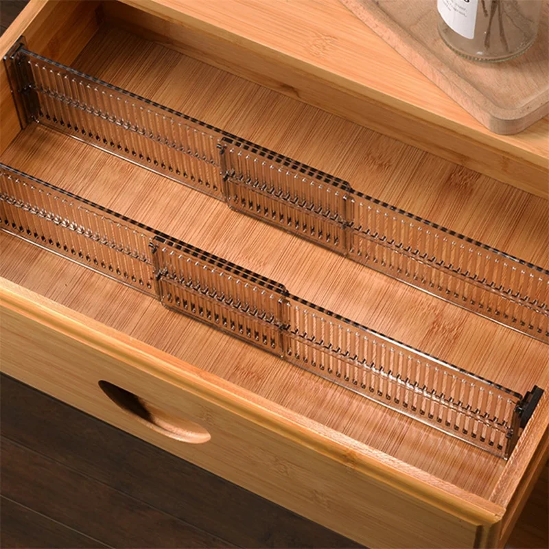 2 pièces de séparateurs de tiroir ajustables 27,5-51 cm, séparateurs de rangement extensibles pour armoires de cuisine, transparent/noir