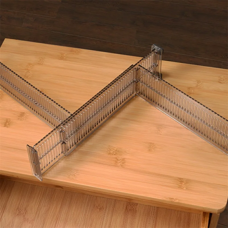 2 pièces de séparateurs de tiroir ajustables 27,5-51 cm, séparateurs de rangement extensibles pour armoires de cuisine, transparent/noir