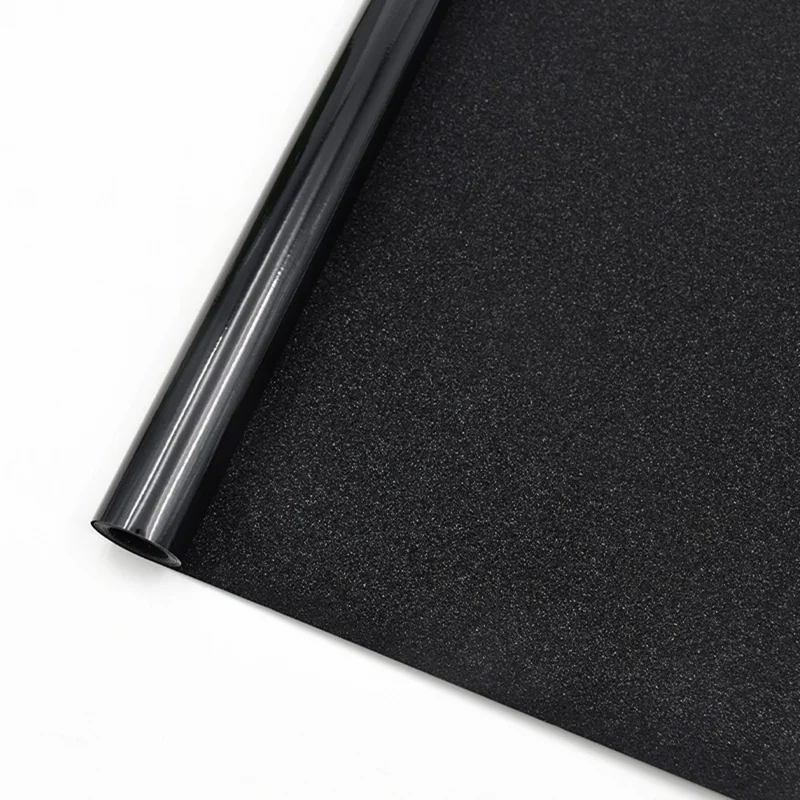 0,445 x 2 m Abdeckfolie mit statischer Wirkung, schwarze Fensterfolie, matt mit Diamantglanz, Glassticker für Sichtschutz – Schwarz