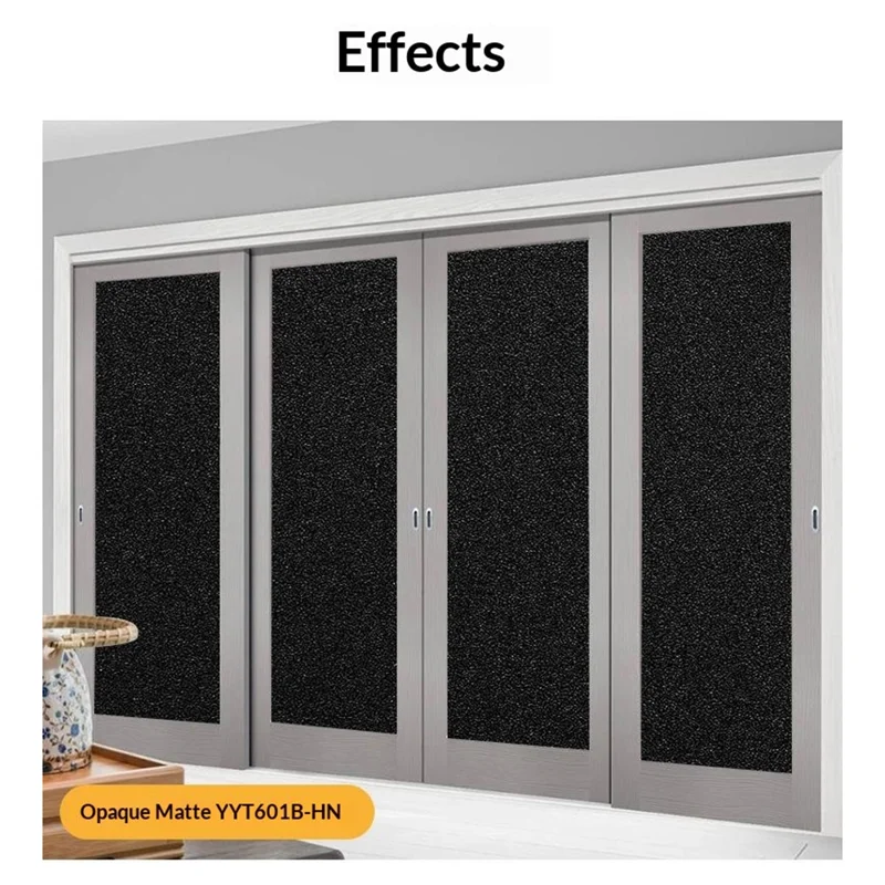 0,445 x 2 m Abdeckfolie mit statischer Wirkung, schwarze Fensterfolie, matt mit Diamantglanz, Glassticker für Sichtschutz – Schwarz