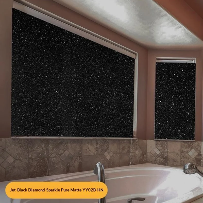 0,445 x 2 m Abdeckfolie mit statischer Wirkung, schwarze Fensterfolie, matt mit Diamantglanz, Glassticker für Sichtschutz – Schwarz