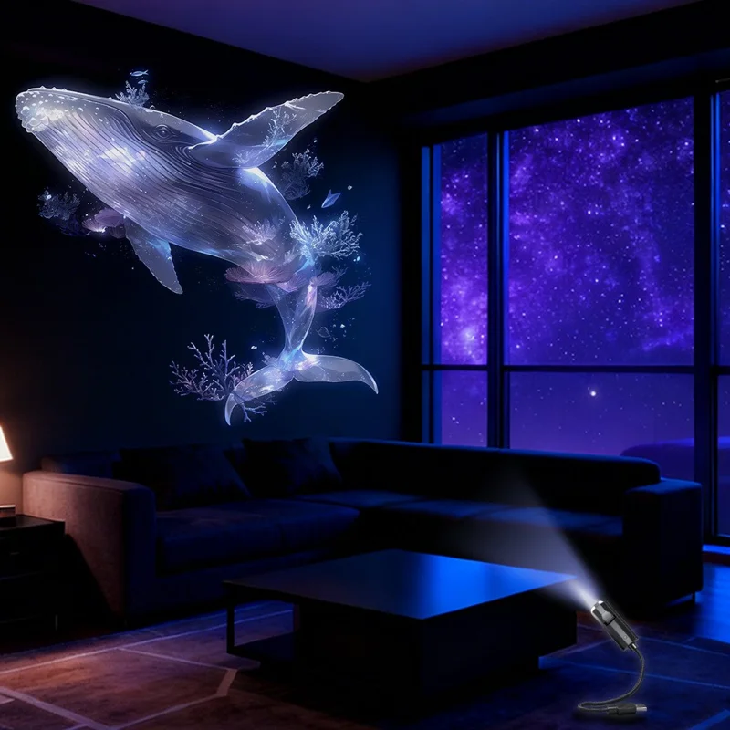 Lampe de projection LED USB avec col flexible et diapositives remplaçables, veilleuse pour chambre - Papillon 1