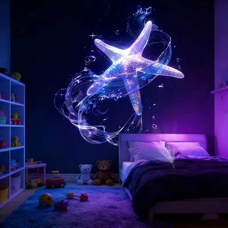 Lampe de projection LED USB avec col flexible et diapositives remplaçables, veilleuse pour chambre - Papillon 1