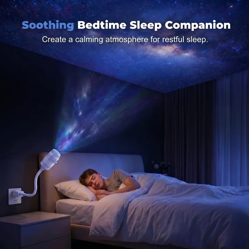 USB Galaxy Projector Night Light with 13 Replaceable Star Discs 360 Degree Adjustable Gooseneck Projection Lamp for Kids Room