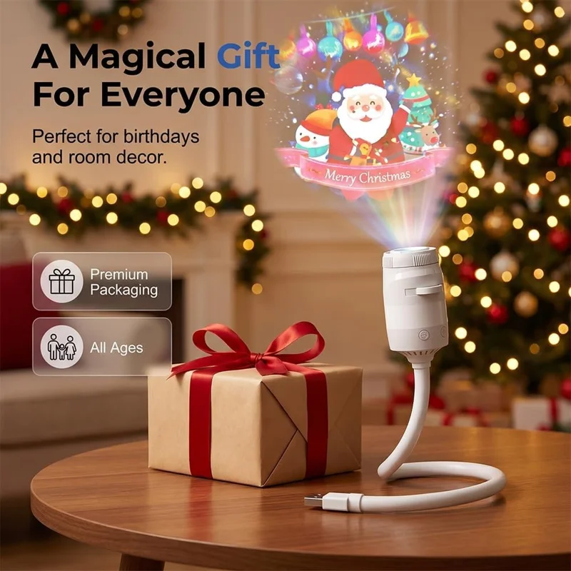 USB Galaxy Projector Night Light with 13 Replaceable Star Discs 360 Degree Adjustable Gooseneck Projection Lamp for Kids Room