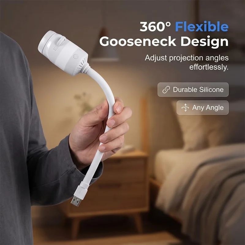 USB Galaxy Projector Night Light with 13 Replaceable Star Discs 360 Degree Adjustable Gooseneck Projection Lamp for Kids Room