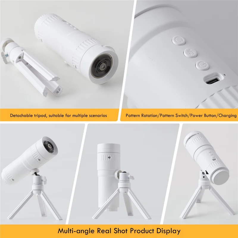 XO-737 Halloween Projection Lamp 16 Patterns LED Atmosphere Projector with Detachable Tripod for Home Party Decoration - White