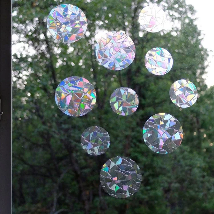 1Set Rainbow Prism Electrostatic Glass Sticker PVC Non-Adhesive Removable Window Colorful Film Sticker (No EN71) - Circle