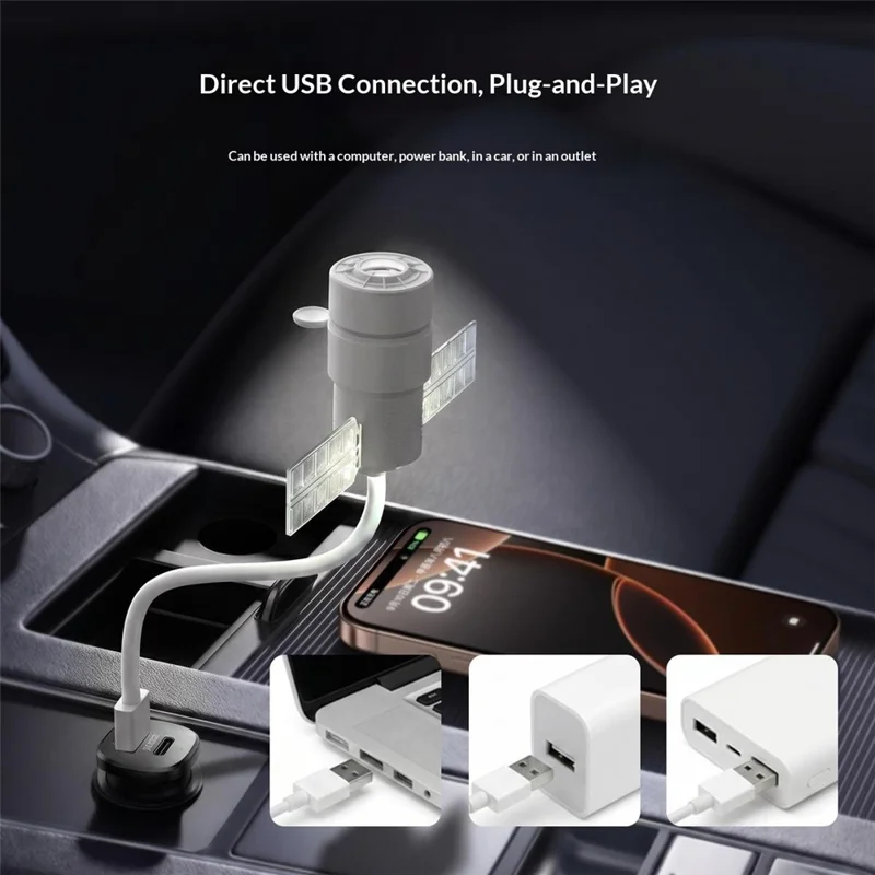 Satellite Projector Light with 3 Projection Films 360 Degree Flexible Arm USB Starry Sky Night Lamp for Bedroom - White