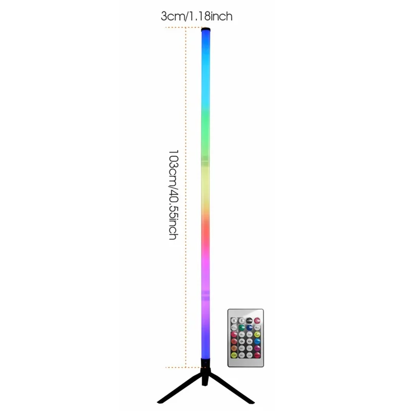 103cm RGB Floor Lamp 5W USB Powered PC Remote Control Music Rhythm Light for Bedroom