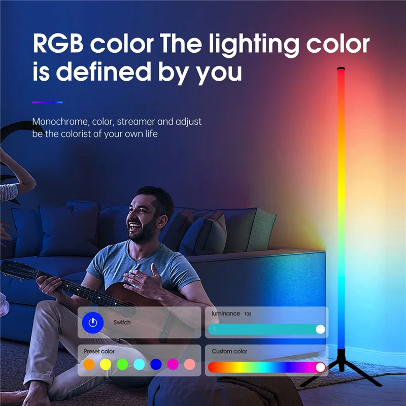 103cm RGB Floor Lamp 5W USB Powered PC Remote Control Music Rhythm Light for Bedroom