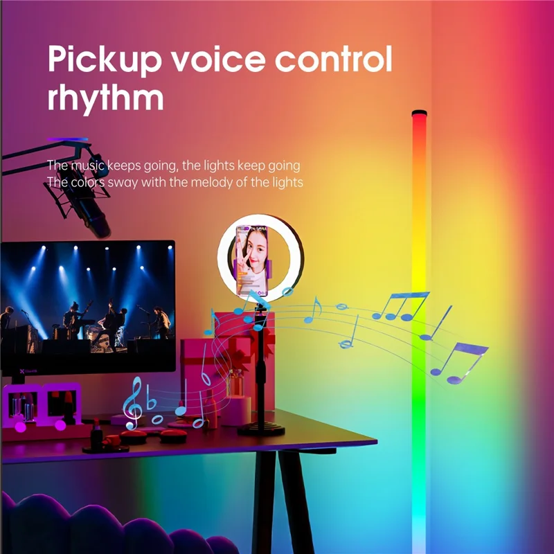 103cm RGB Floor Lamp 5W USB Powered PC Remote Control Music Rhythm Light for Bedroom