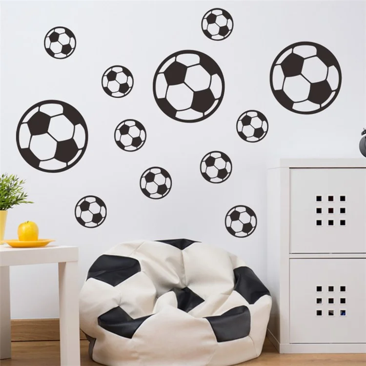 FX-B206 Adesivo de Parede com Padrão de Futebol em PVC, Decalque de Bola de Futebol para Quarto de Criança, Quarto de Menino, Fundo de TV (Sem Certificação EN71)