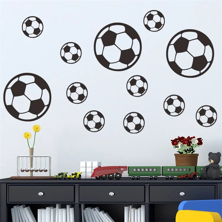 FX-B206 Adesivo de Parede com Padrão de Futebol em PVC, Decalque de Bola de Futebol para Quarto de Criança, Quarto de Menino, Fundo de TV (Sem Certificação EN71)