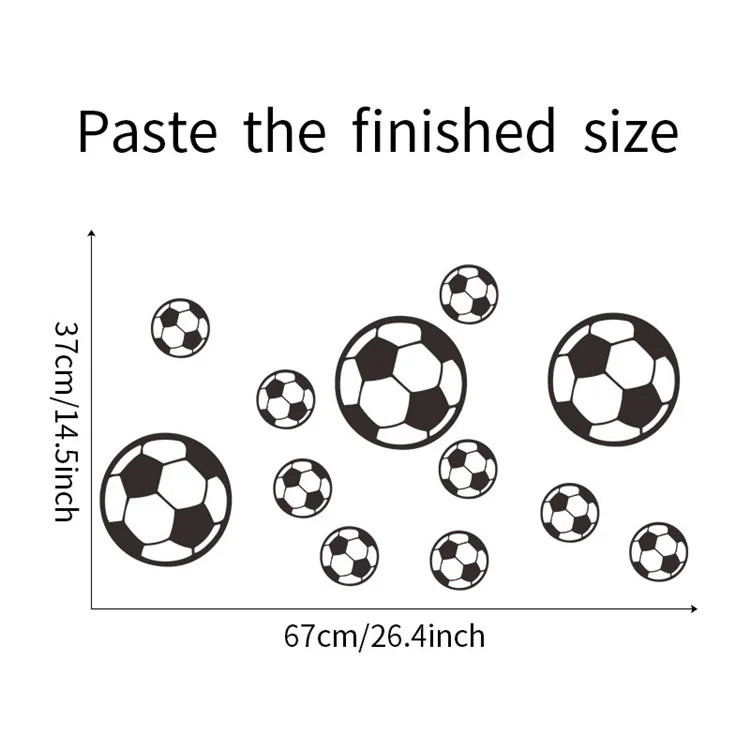 FX-B206 Adesivo de Parede com Padrão de Futebol em PVC, Decalque de Bola de Futebol para Quarto de Criança, Quarto de Menino, Fundo de TV (Sem Certificação EN71)