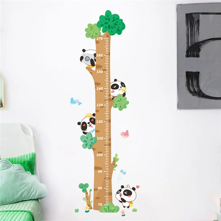 Cartoon Height Growth Chart Wall Sticker Self-Adhesive Height Wall Decal for Bedroom Living Room (No EN71) - Panda