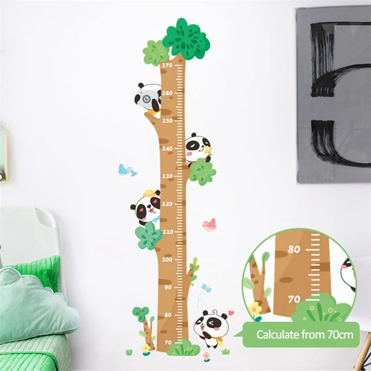 Cartoon Height Growth Chart Wall Sticker Self-Adhesive Height Wall Decal for Bedroom Living Room (No EN71) - Panda