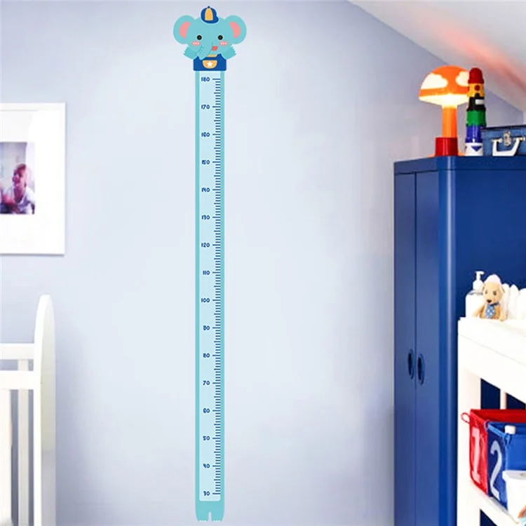 Cartoon Height Growth Chart Wall Sticker Self-Adhesive Height Wall Decal for Bedroom Living Room (No EN71) - Elephant