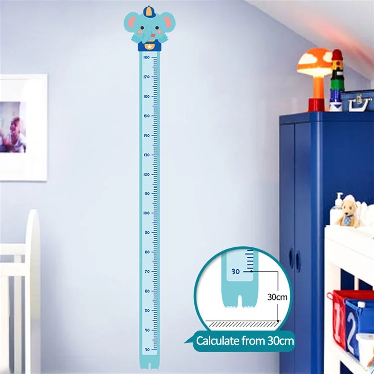 Cartoon Height Growth Chart Wall Sticker Self-Adhesive Height Wall Decal for Bedroom Living Room (No EN71) - Elephant
