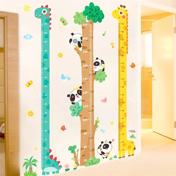 Cartoon Height Growth Chart Wall Sticker Self-Adhesive Height Wall Decal for Bedroom Living Room (No EN71) - Elephant