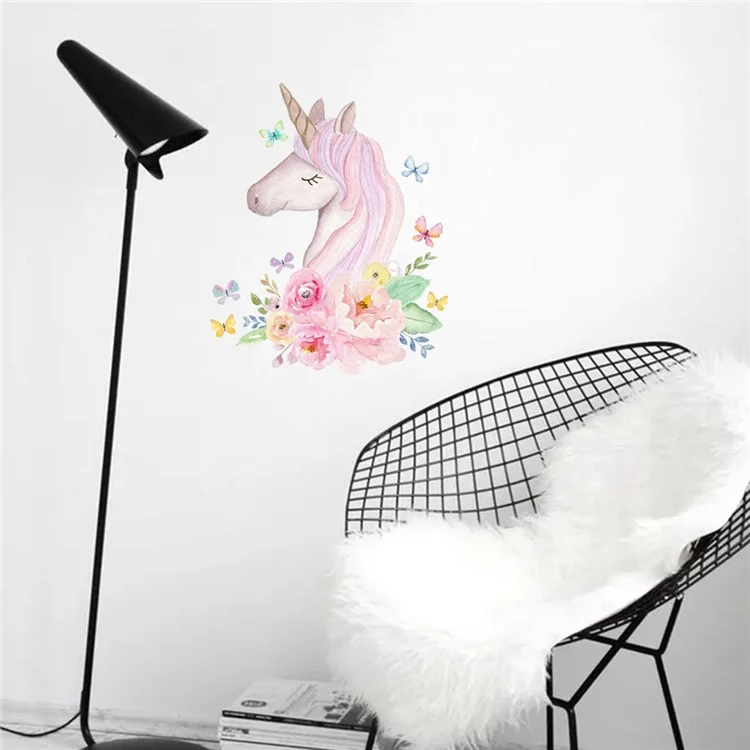 KM266 Cartoon Pink Horse Wall Stickers for Kids Room Girl Bedroom Wall Decals Decorative Stickers (No EN71 Certification)