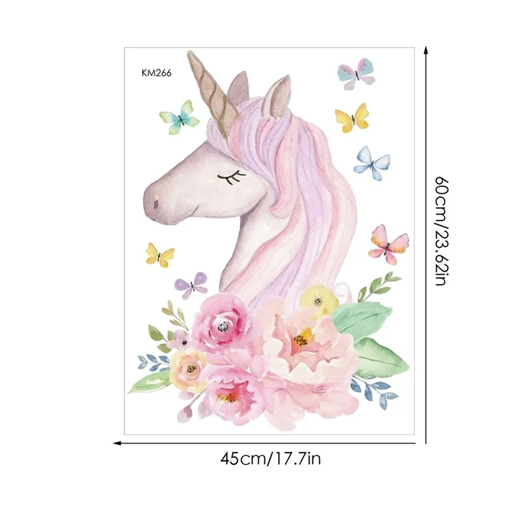 KM266 Cartoon Pink Horse Wall Stickers for Kids Room Girl Bedroom Wall Decals Decorative Stickers (No EN71 Certification)