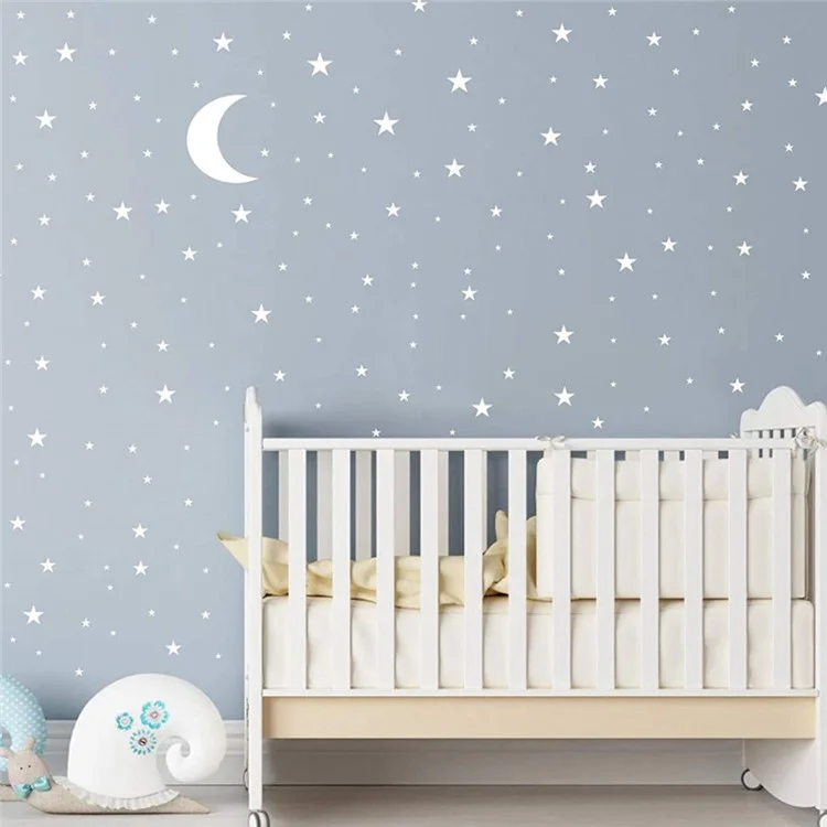 YY445 1 Conjunto de Adesivos de Parede da Lua de Estrela Infantil Quarto Infantil Jardim de Infância DIY PVC Wall Art Decoration Stickers (sem Certificação En71) - Branco