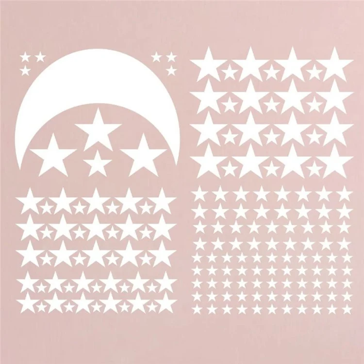 YY445 1 Set Star Moon Wall Wall Room Children's Kindergarten Diy PVC Wall Art Stickers (sin Certificación En71) - Blanco