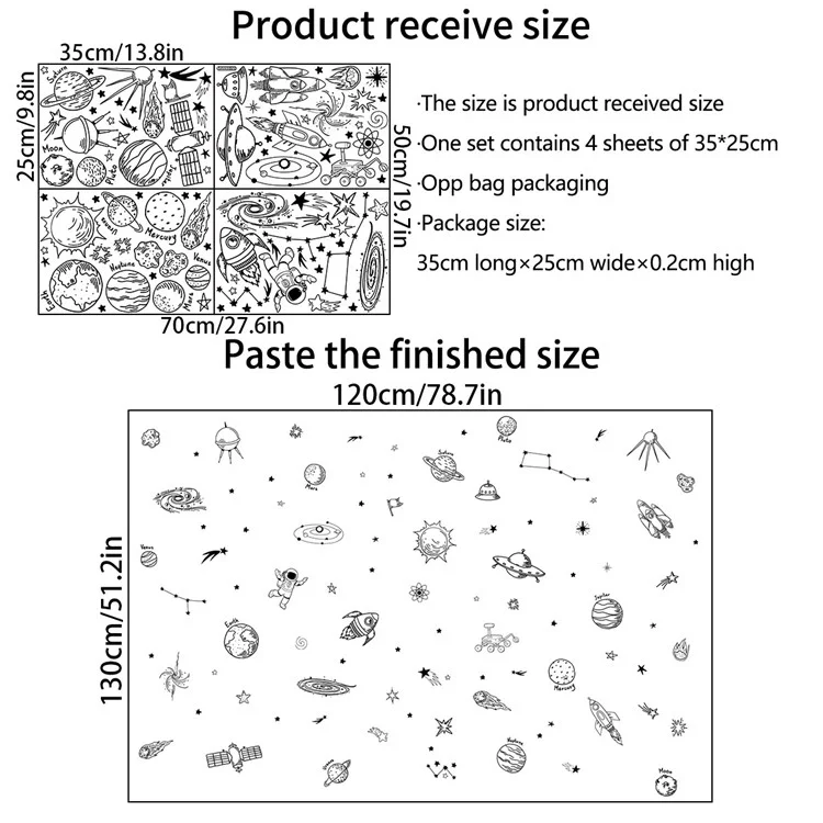 MS8069-NH 4pcs / Définir Des Autocollants Décoratifs de Chambre à Coucher Pour Enfants