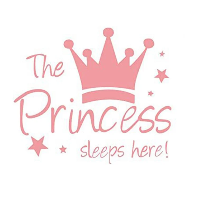 YJ912 1 Ensemble Stickers Muraux Couronne de Princesse PVC Décoration Murale pour Chambre d'Enfant (Pas de Certification EN71), 28x32cm - Rose 