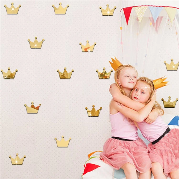 JM260 15Pcs / Set Girl's Room Decor Stickers Princess Little Crown Wall Stickers for Kid Nursery Room, Baby Room (No EN71 Certification) - Gold