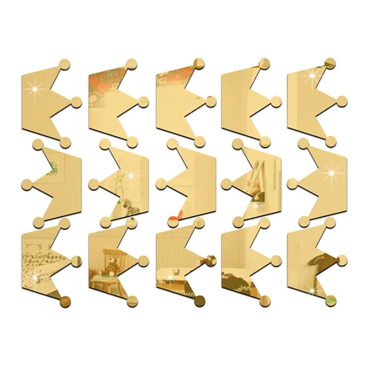 JM260 15Pcs / Set Girl's Room Decor Stickers Princess Little Crown Wall Stickers for Kid Nursery Room, Baby Room (No EN71 Certification) - Gold