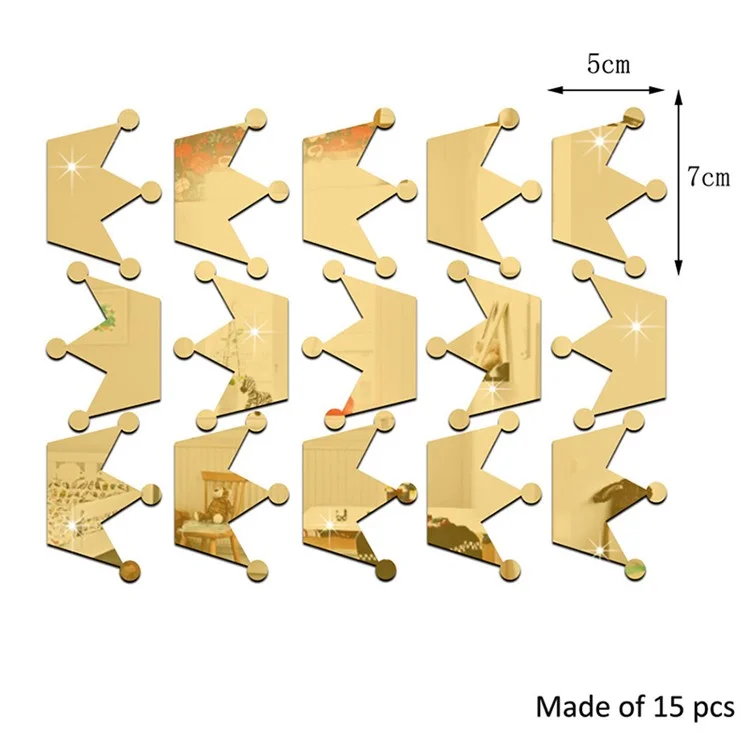 JM260 15Pcs / Set Girl's Room Decor Stickers Princess Little Crown Wall Stickers for Kid Nursery Room, Baby Room (No EN71 Certification) - Gold