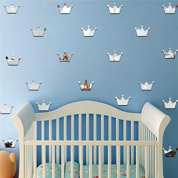 JM260 15Pcs / Set Girl's Room Decor Stickers Princess Little Crown Wall Stickers for Kid Nursery Room, Baby Room (No EN71 Certification) - Silver