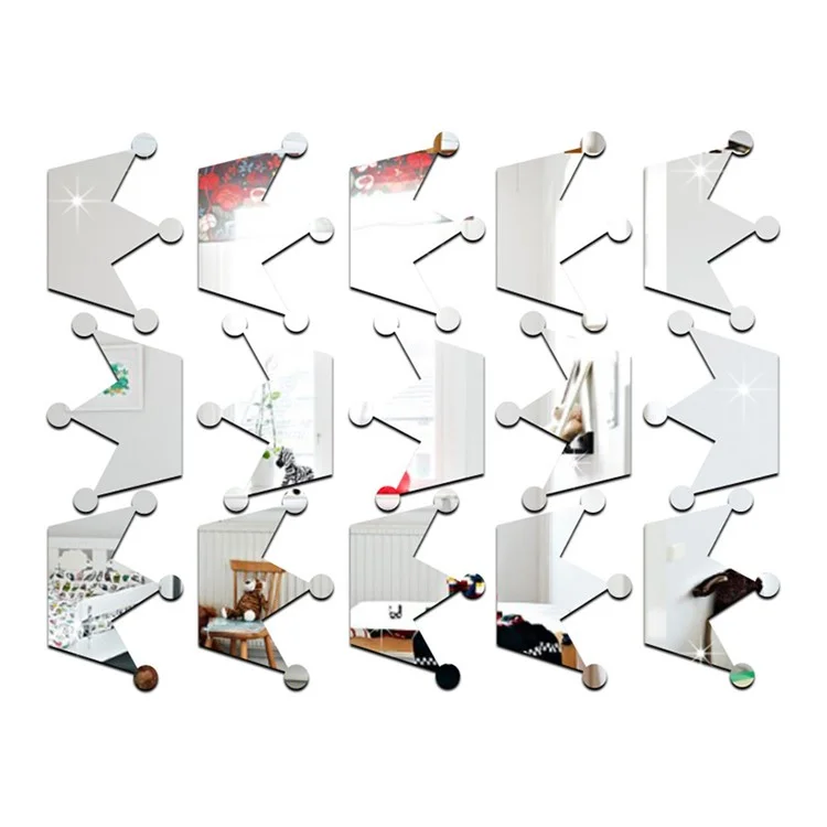 JM260 15Pcs / Set Girl's Room Decor Stickers Princess Little Crown Wall Stickers for Kid Nursery Room, Baby Room (No EN71 Certification) - Silver